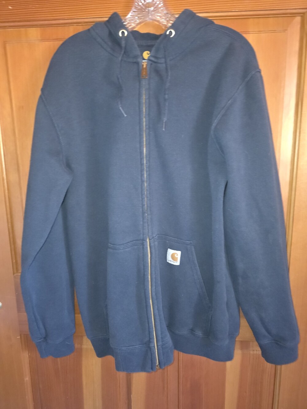 Mens Carhartt Full Zip Hoodie Sz M Regular Fit Work Sweatshirt Navy Blue